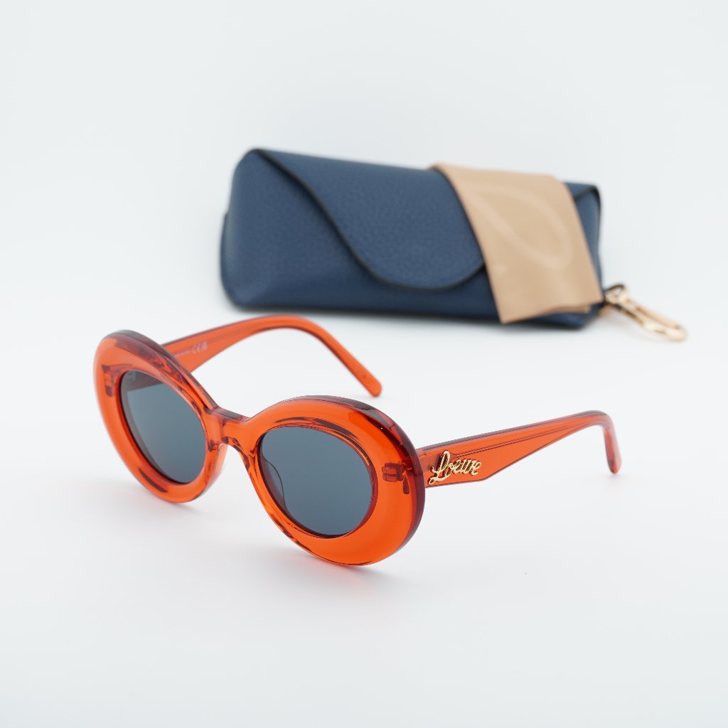 Loewe Lw40112i 66v Butterfly Sunglasses Shiny Transparent Red/Blue